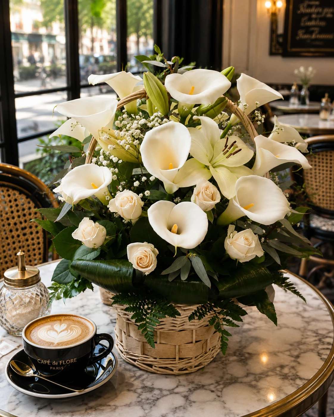White Calla Lily Basket