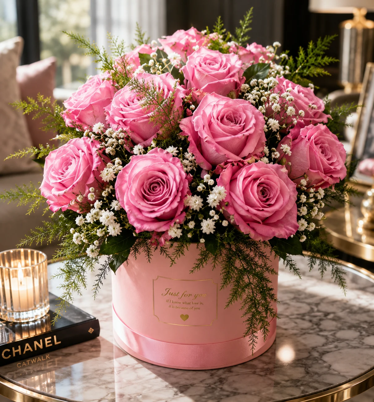 Pink Rose Flower Box