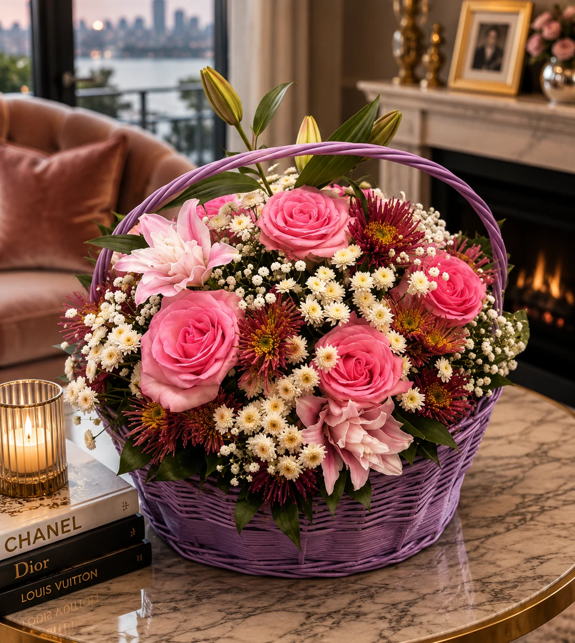 Purple Rose Basket