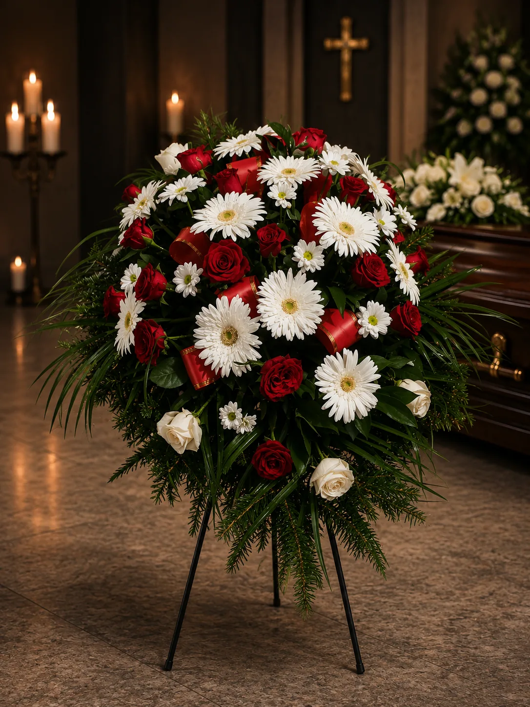 Red & White Farewell Spray