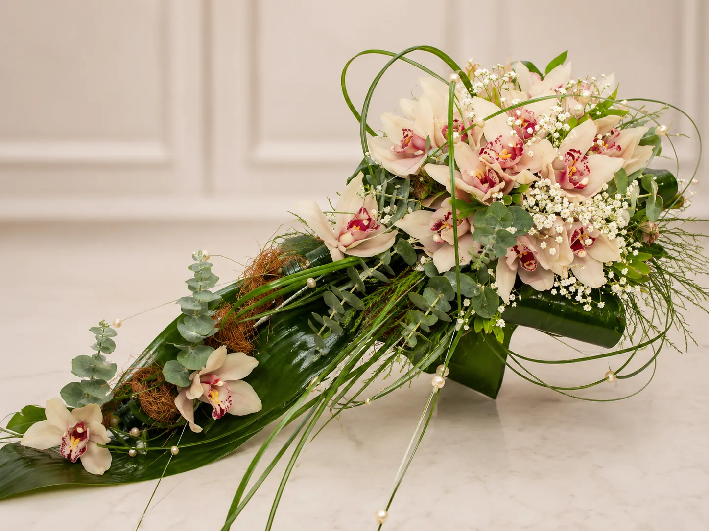 Pink Orchid Cascade Bouquet