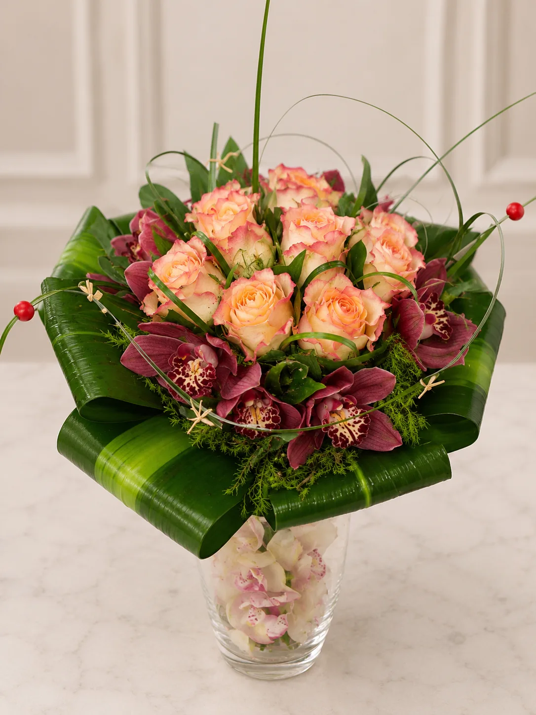 Peach Rose Bridal Bouquet
