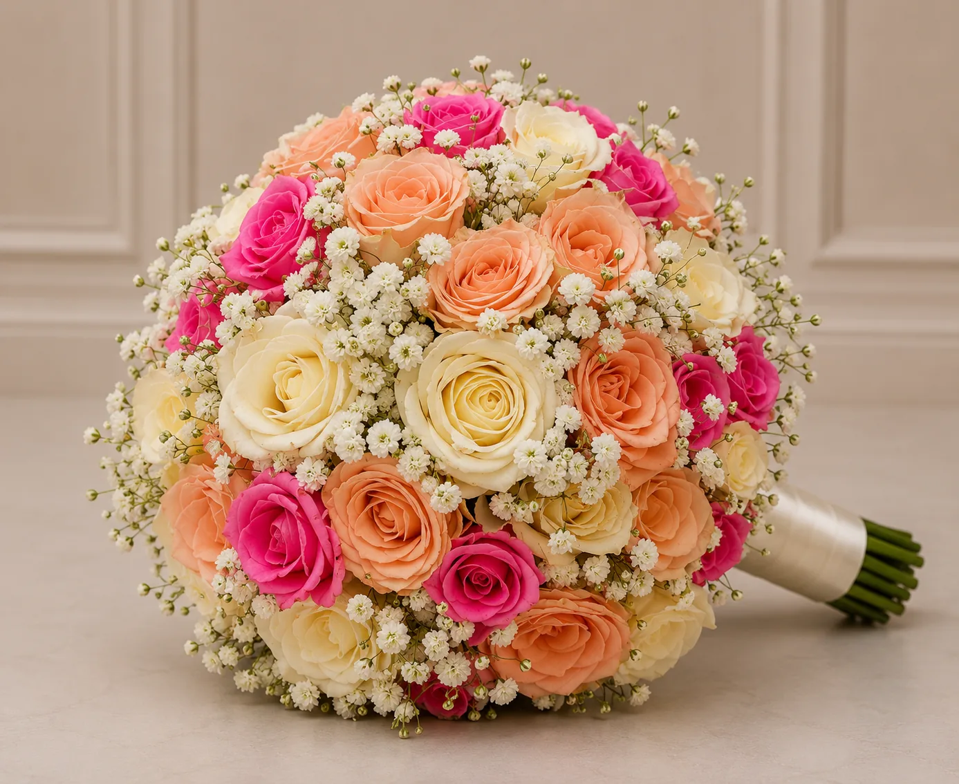 Peach Pink Bridal Bouquet