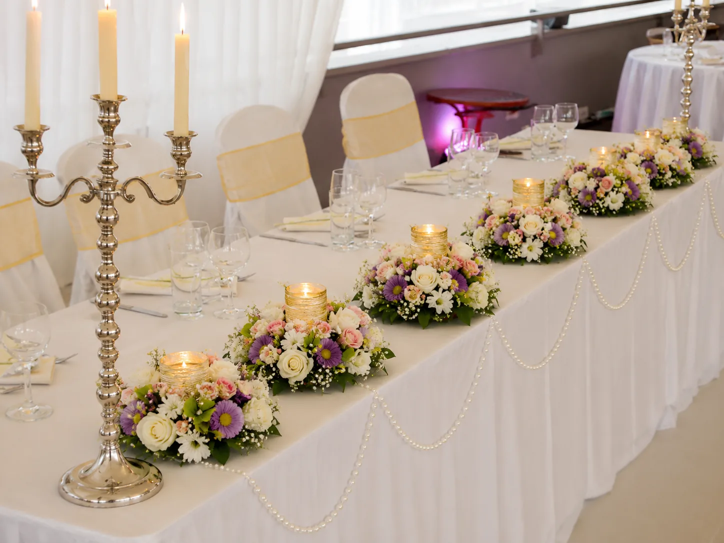 Candle Pastel Head Table Decoration